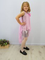 Детское платье Флора пайетки цвет розовый с серым
