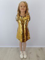 Детское платье Симона в серо-золотом цвете