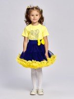 Детская юбочка Тучка с желтыми рюшами в цвете электрик