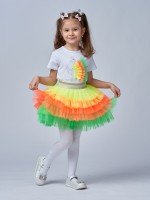 Детская футболка для девочек Павлина в цвете: яблоко, апельсин, желтый