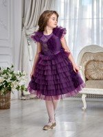 Детское платье Павлина 2 в баклажановом цвете
