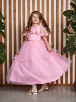 Детское платье Анастасия с кружевом в розовом цвете
