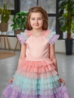 Детское платье Радуга в персиковом цвете