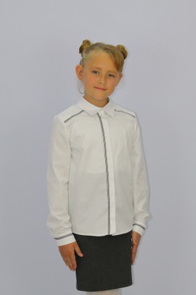 Школьная блузка для девочки 205 в белом цвете (122 - 140)