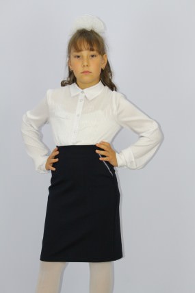 Белая школьная блузка для девочки (212), размеры 122-140