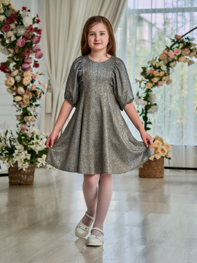 Детское платье 23-12 в золото-голубом цвете