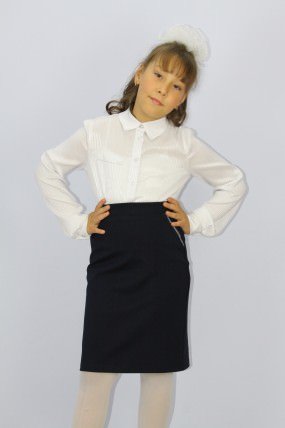 Белая школьная блузка для девочки (212), размеры 146-164