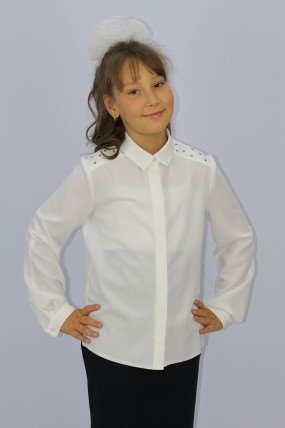 Белая школьная блузка для девочки (202), размеры 122-140